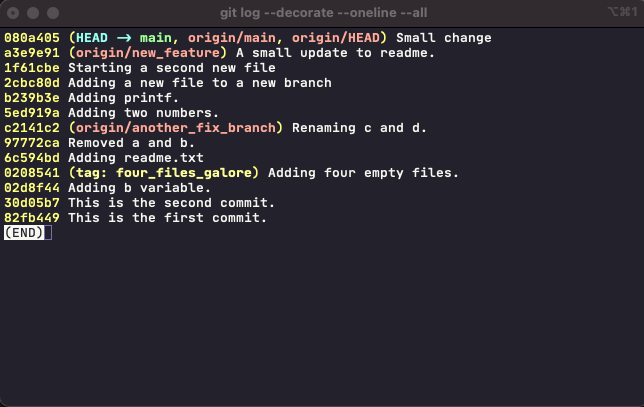 A snapshot looking at the math.git repo at owner 'Carol'. The command flag `--decorate` provides a list of the SHA1 IDs and the **references** (shown in parentheses, like this 😉). Remote references are prepended with `origin/`. The label HEAD is your git playback machine, and it is always pointing to your current branch.