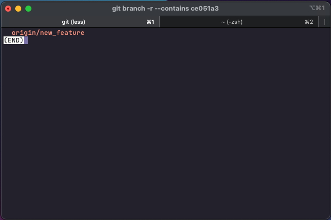 Output from `git branch -r --contains ce051a3` shows that this branch is part of remote branch origin/new_feature. The switch `--contains` is useful to `git branch` when you are given a SHA1 ID and want to know what branch it belongs to.