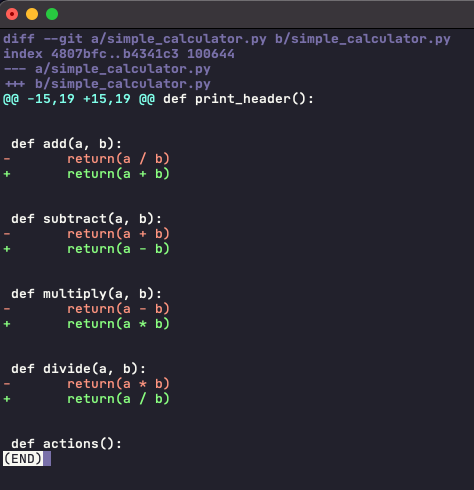 My Working area changes to `simple_calculator.py`.